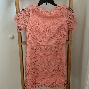 Pink crochet detail dress